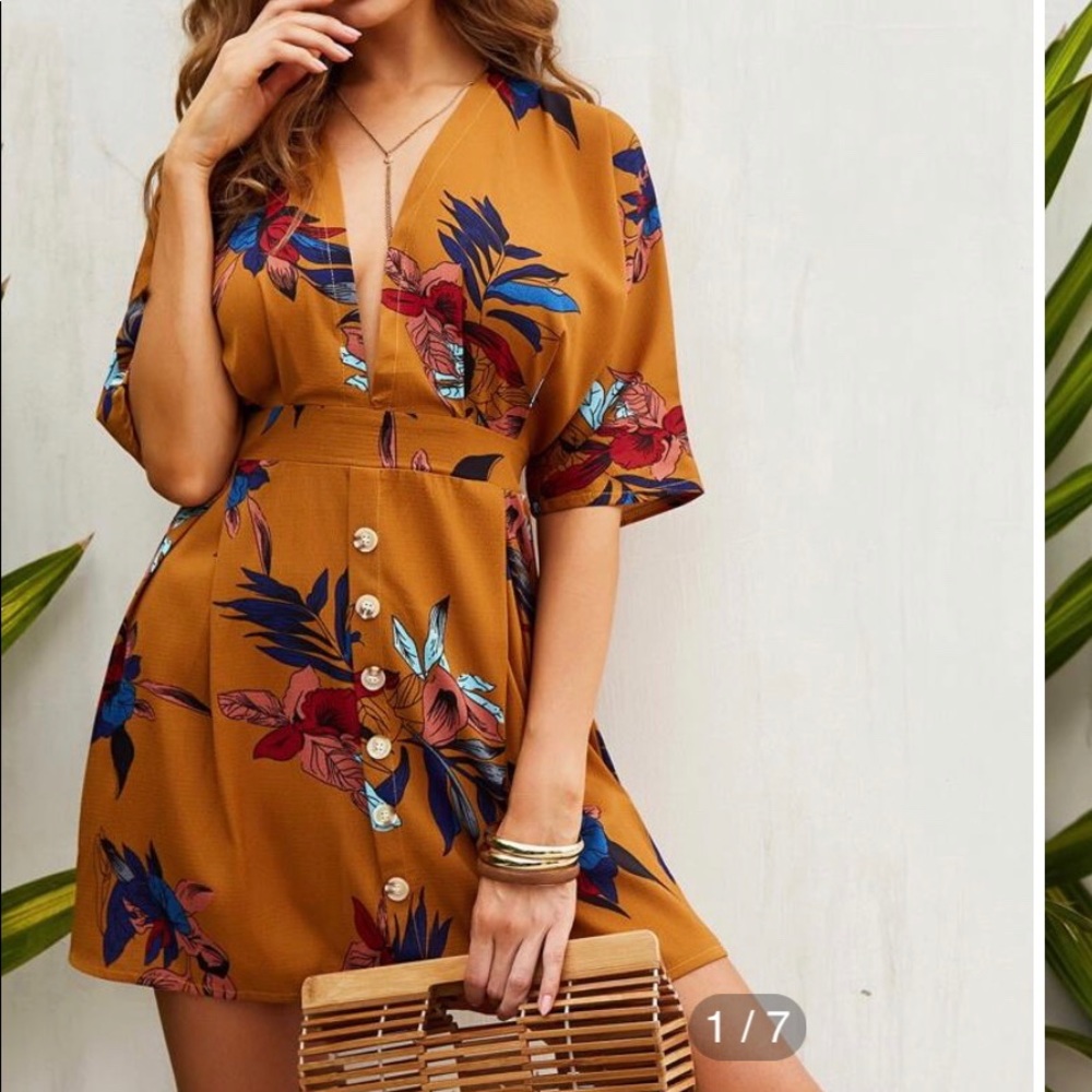 Shein tie floral kimono dress